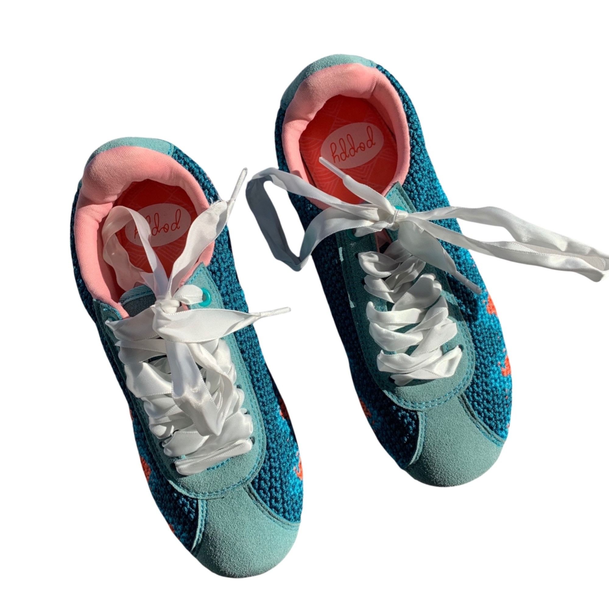Other Poppy Crocheted Lace Up Teal Boho Comfort Fashion Sneakers 6 Size US 6 / IT 36 - 6 Thumbnail