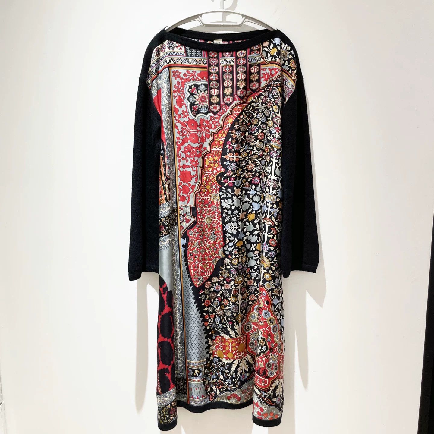Hermes Floral Patchwork Long Sleeve Dress