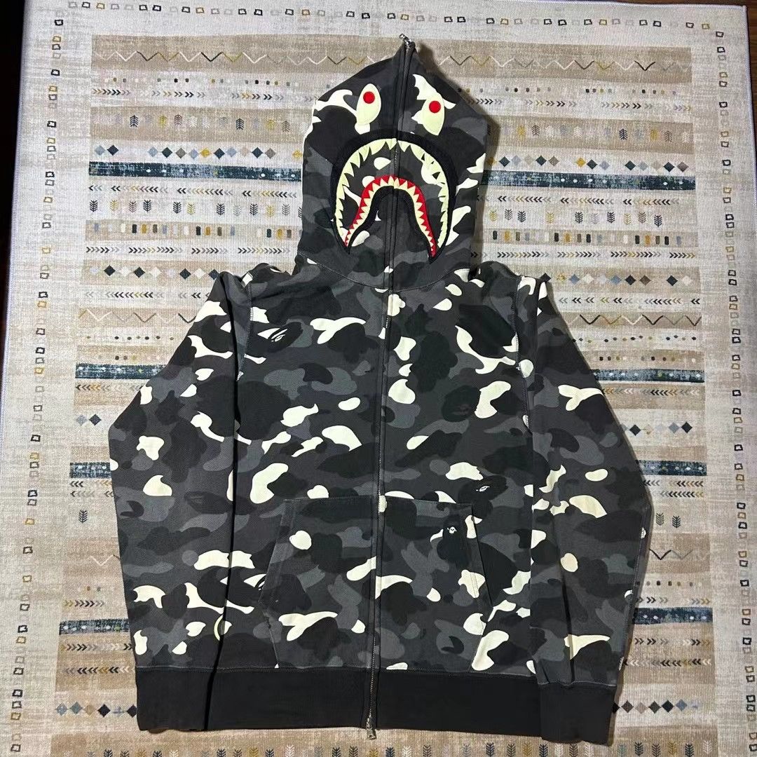 Bape LUMINOUS CAMO SHARK FULL ZIP HOODIE | Grailed