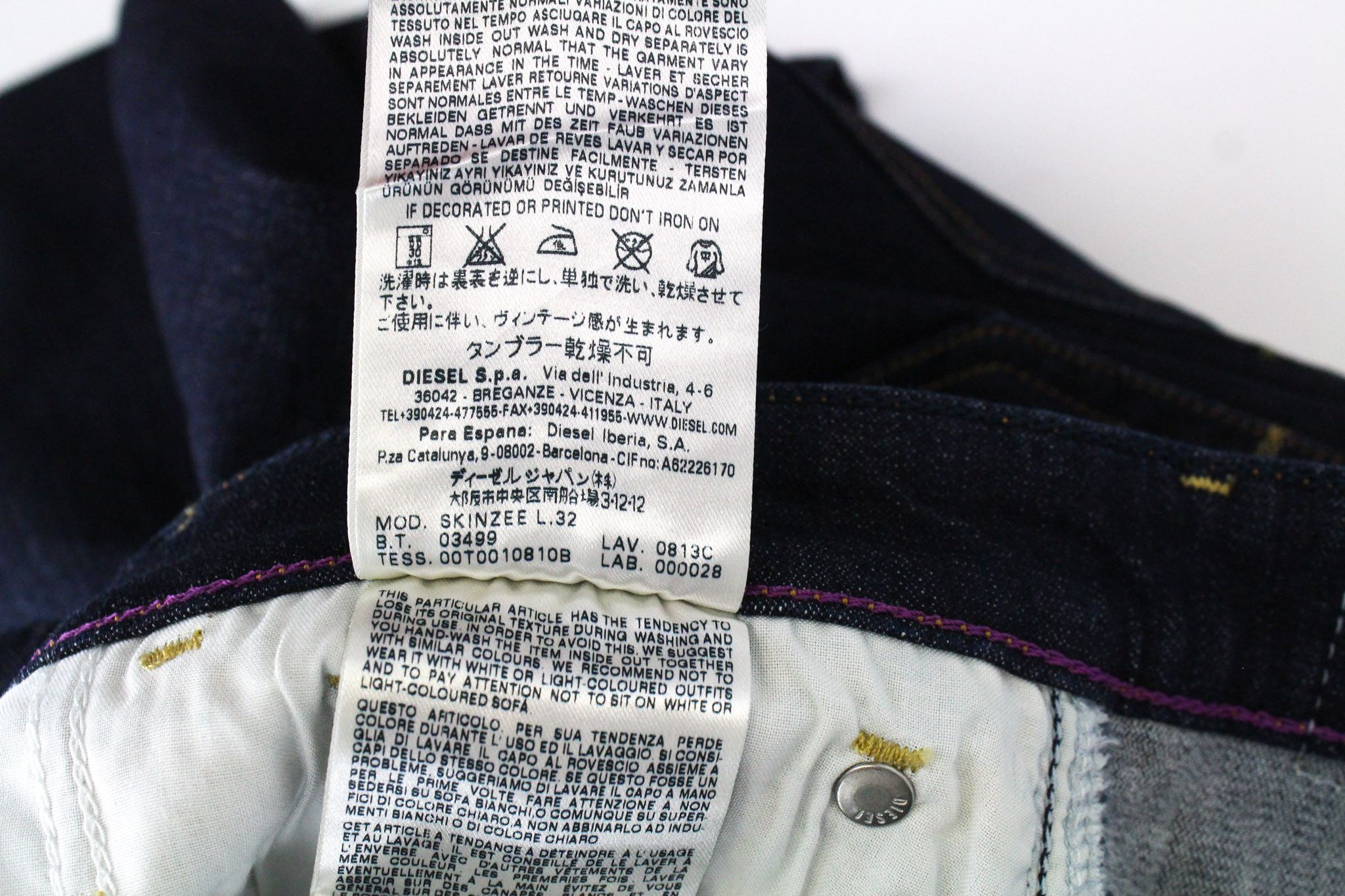 Diesel SKINZEE 0813C W25/L32 Blue Stretch Skinny Jeans 69989 Size 25" / US 0 / IT 36 - 10 Thumbnail