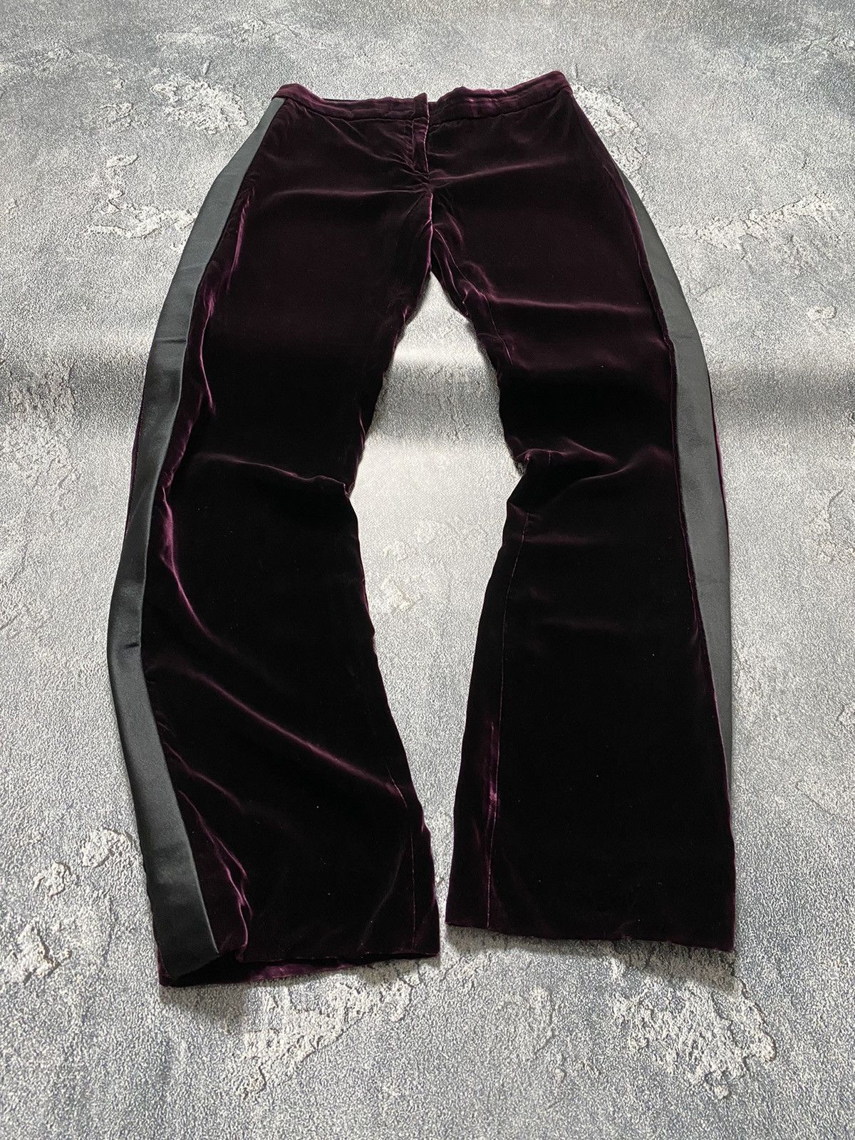 Tom Ford Tom Ford Midnight Purple Velvet black side stripes pants Size 27" / US 4 / IT 40 - 1 Thumbnail