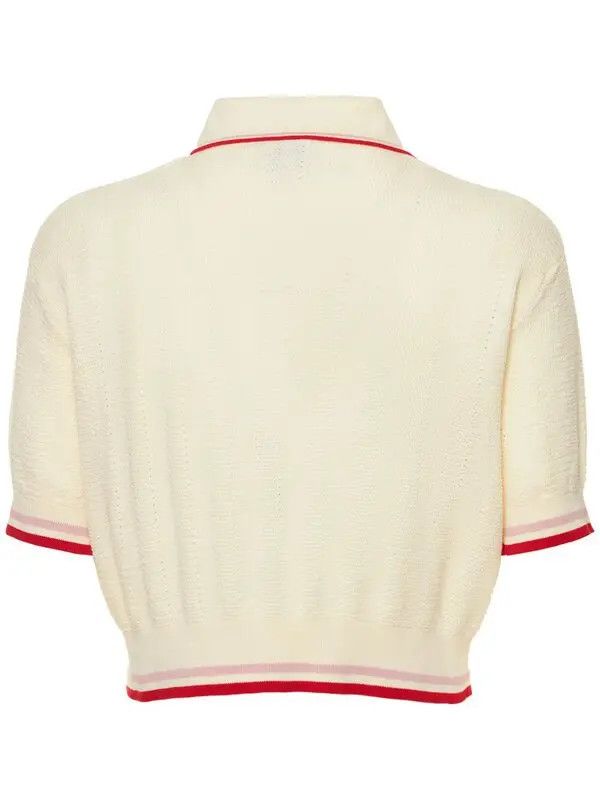 AUTRY o1y0725 Polo Sweater in Ivory/Red Size M / US 6-8 / IT 42-44 - 2 Thumbnail