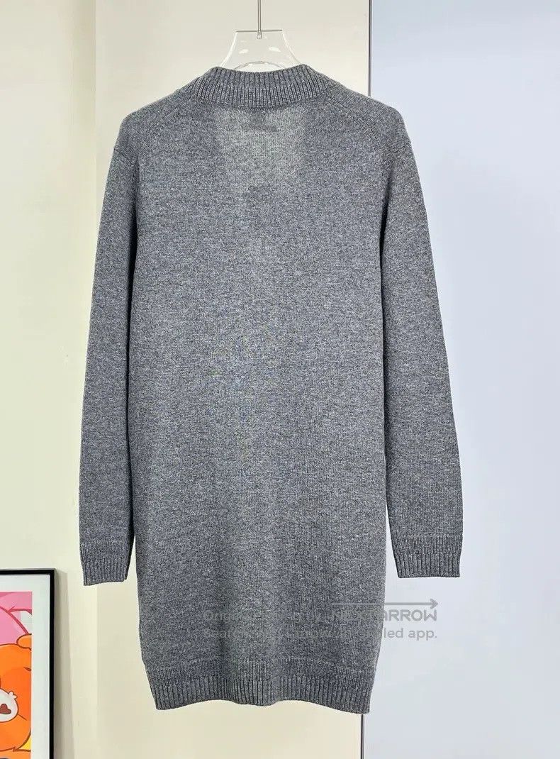 Hermes Gray Mid-Length Knit Cashmere Cardigan