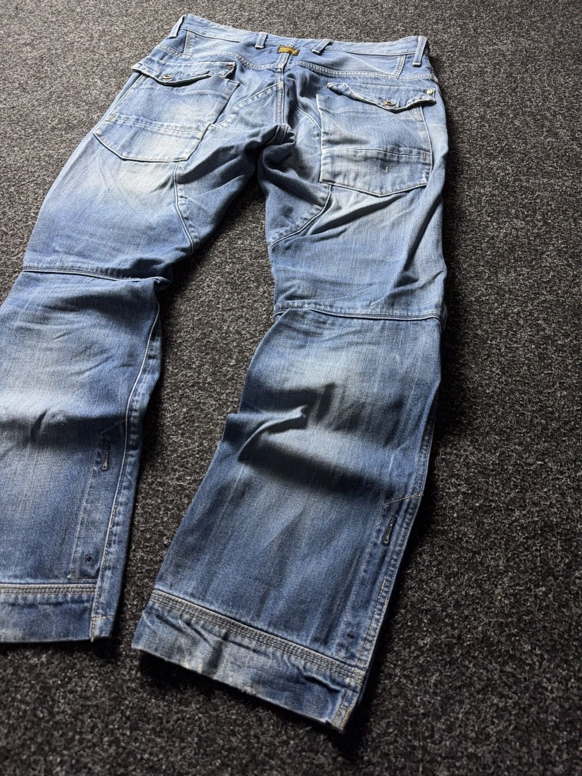 G-Star Vinatge 00s G-Star RAW Elwood 3D Cargo Distressed Jeans Blue Size US 30 / EU 46 - 13 Thumbnail