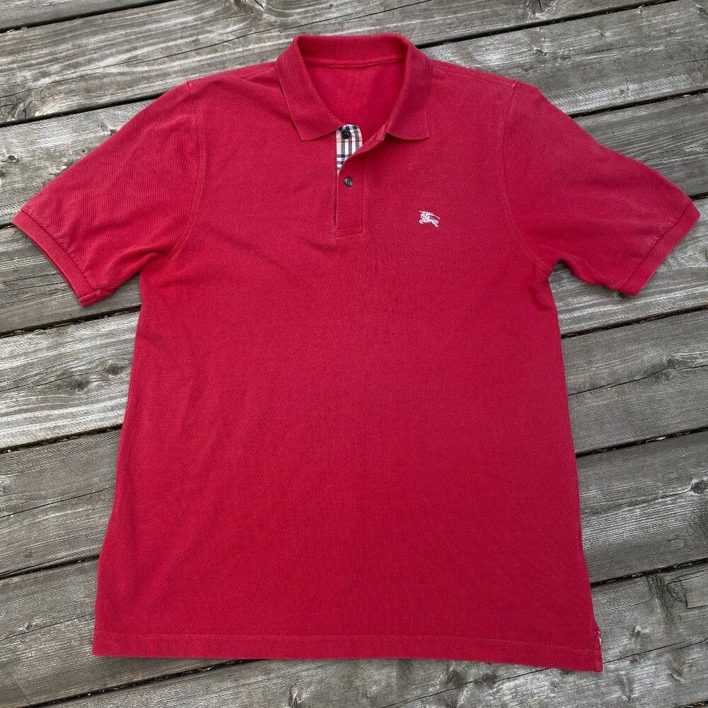 Burberry Vintage Burberry Brit Polo Button Up T Shirt XL Red Size US XL / EU 56 / 4 - 1 Thumbnail