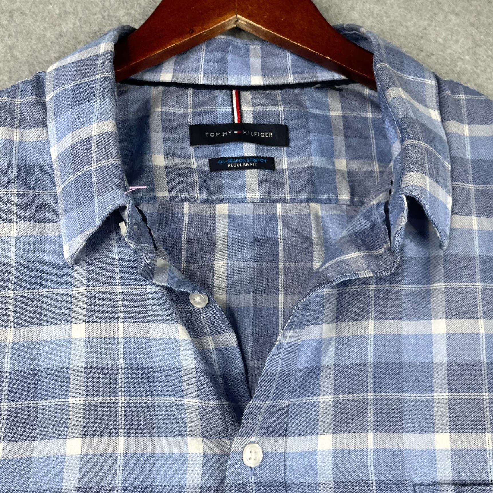 Tommy Hilfiger Tommy Hilfiger Shirt Blue Plaid Button-Up Long Sleeve 2XL Mens Regular Cotton Stretch Casual Size US XXL / EU 58 / 5 - 4 Thumbnail