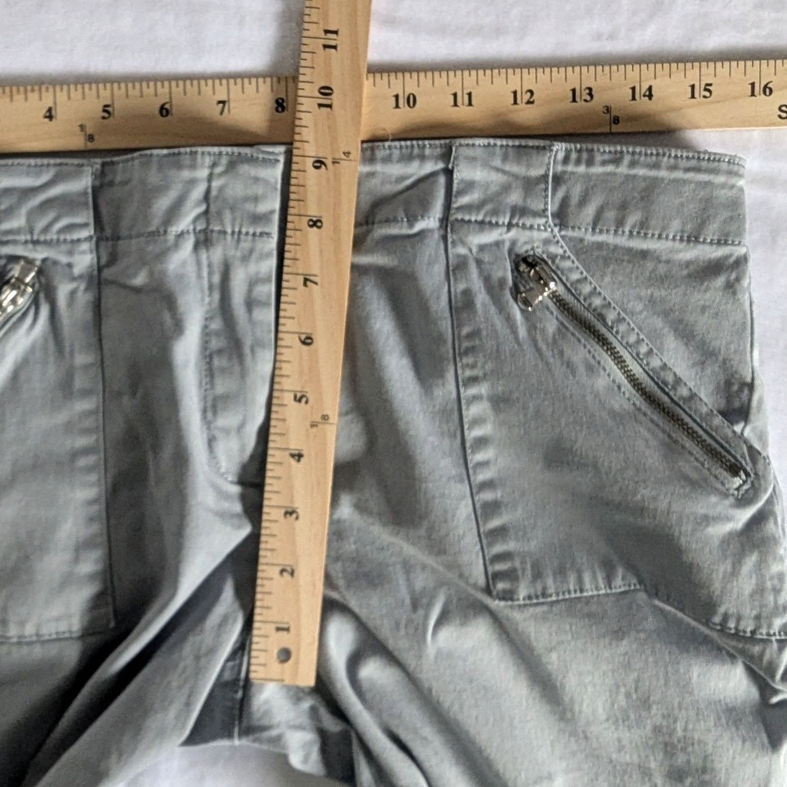 Vintage New York & Co Gray Cargo Zip Pocket Straight Leg Pants Women's 8 Regular Cotton Blend Casual Size 30" / US 8 / IT 44 - 5 Thumbnail