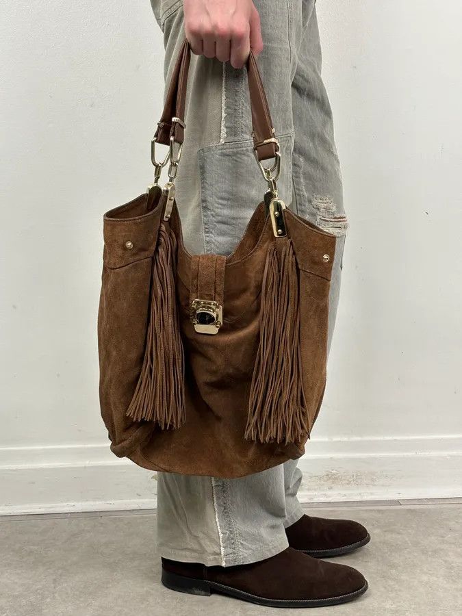 Celine 2000s Celine Brown Suede Fringe Shoulder Bag Size ONE SIZE - 2 Thumbnail