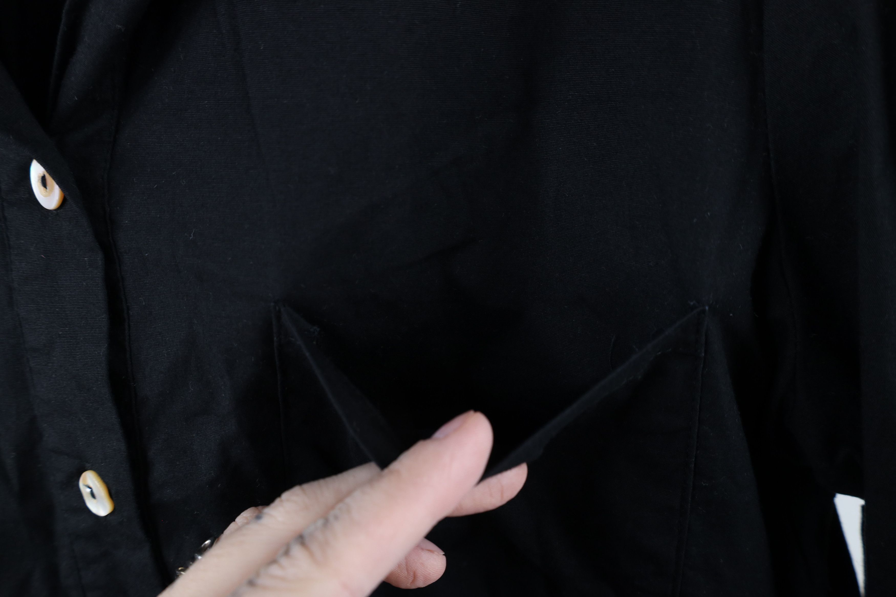 Vintage Tuckernuck Callahan Ruffled Hem Swing Shirt Dress Black Size L / US 10 / IT 46 - 4 Thumbnail