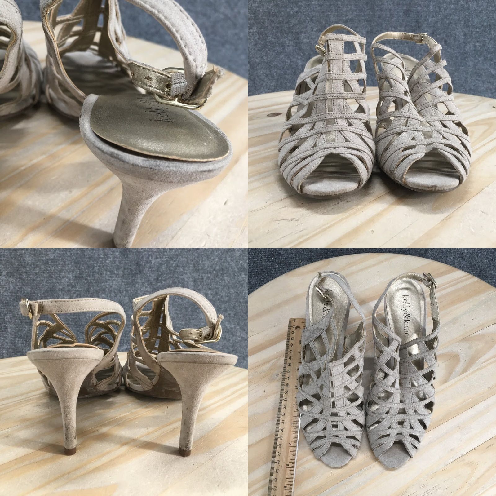 Vintage Kelly & Katie Sandals Womens 8 Slingback Beige Peep Toe Casual Stiletto Heels Size US 6 / IT 36 - 8 Thumbnail