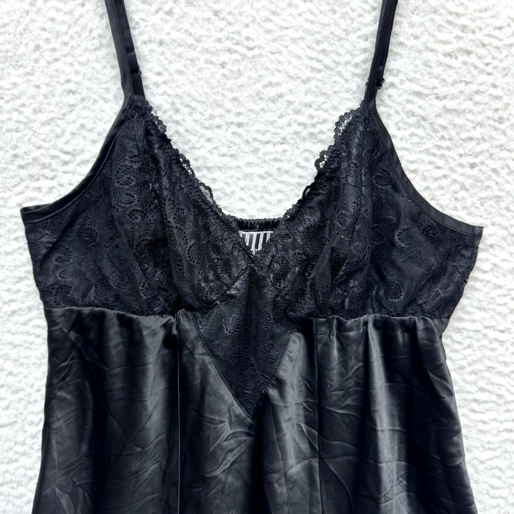 Vintage Y2K Vintage Slip Dress Small Black Satin Lace Chemise Edwardian Victorian Goth, Annelise, Slip, S, Black, Edwardian, 90s, Womens Size S / US 4 / IT 40 - 2 Thumbnail