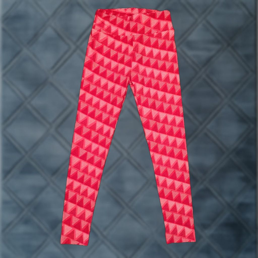 Vintage VINTAGE LuLaRoe Leggings One Size Pink Geometric NWOT Size 42" / US 20 - 1 Thumbnail
