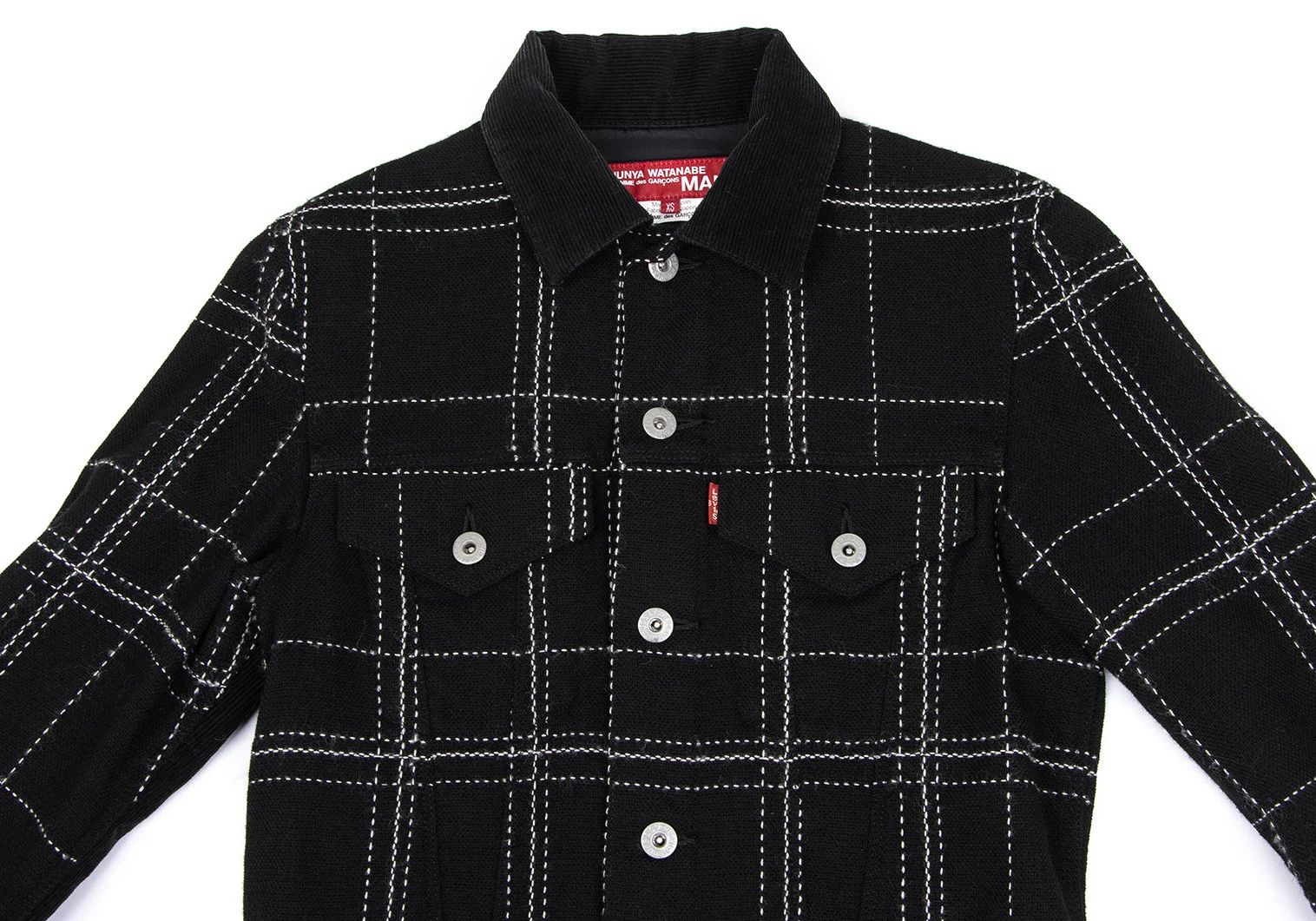 Junya Watanabe Corduroy Stitch Wool Trucker Jacket in Black, Size XS Size US XS / EU 42 / 0 - 2 Thumbnail