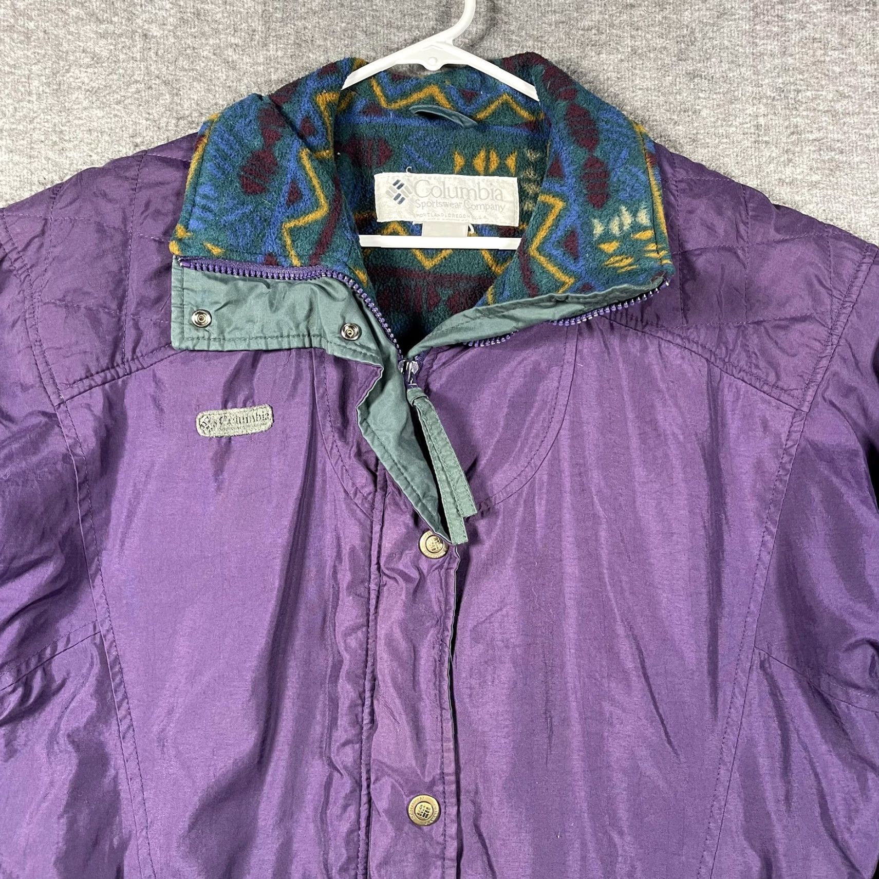 Vintage VINTAGE Columbia Jacket Womens XL Purple Hooded Nylon Parka 90s Fleece Lined Zip Size XL / US 12-14 / IT 48-50 - 2 Thumbnail