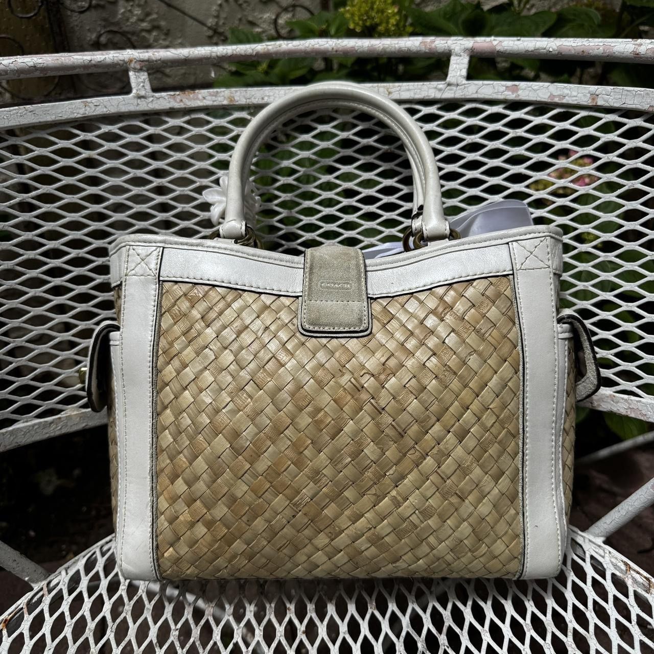 Coach Cream Coach Wicker Handbag Size ONE SIZE - 2 Thumbnail