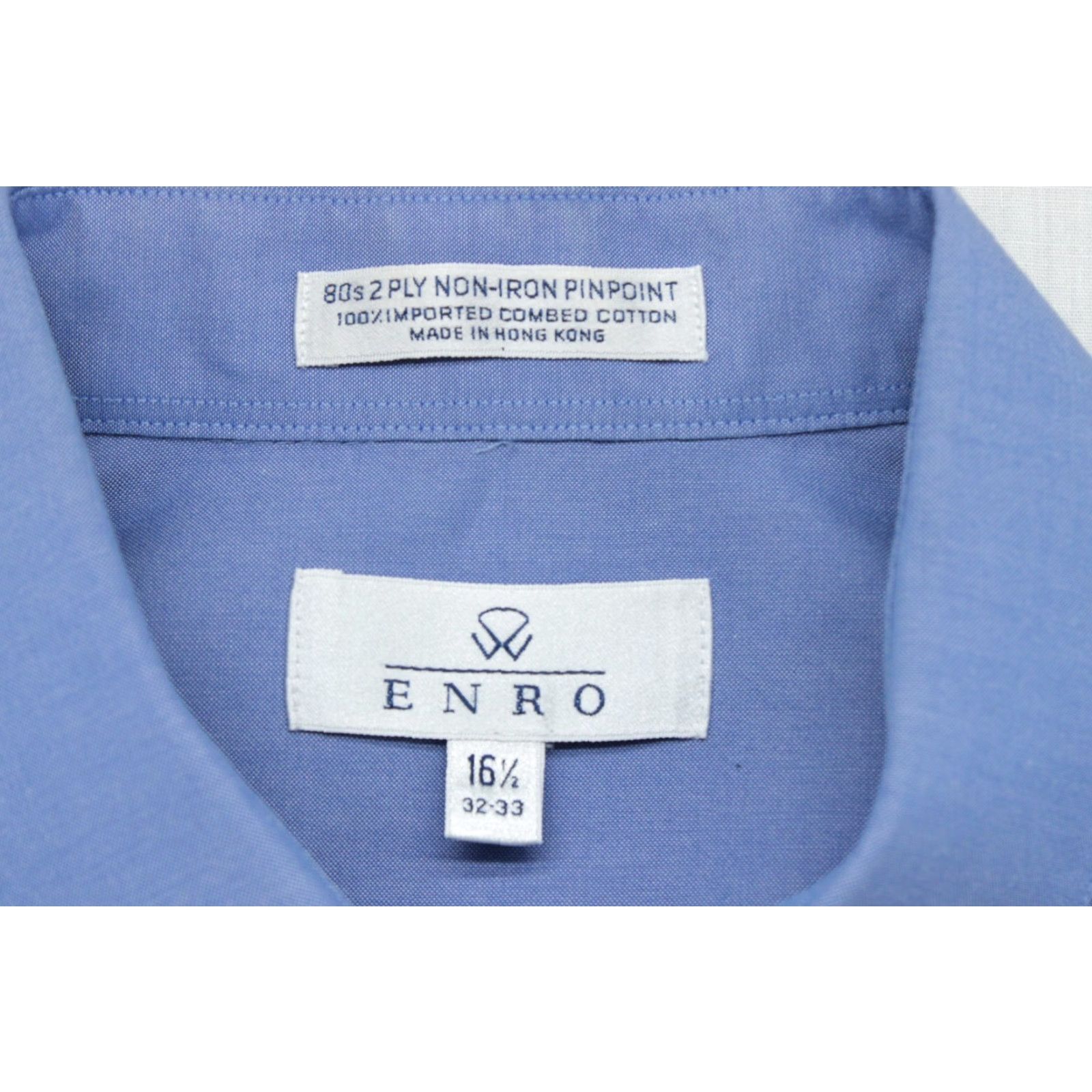 Enro ENRO Shirt Men's 16.5 Blue Cotton Long Sleeve Button Up Dress Shirt 2-Ply 80's Size 46R - 4 Thumbnail
