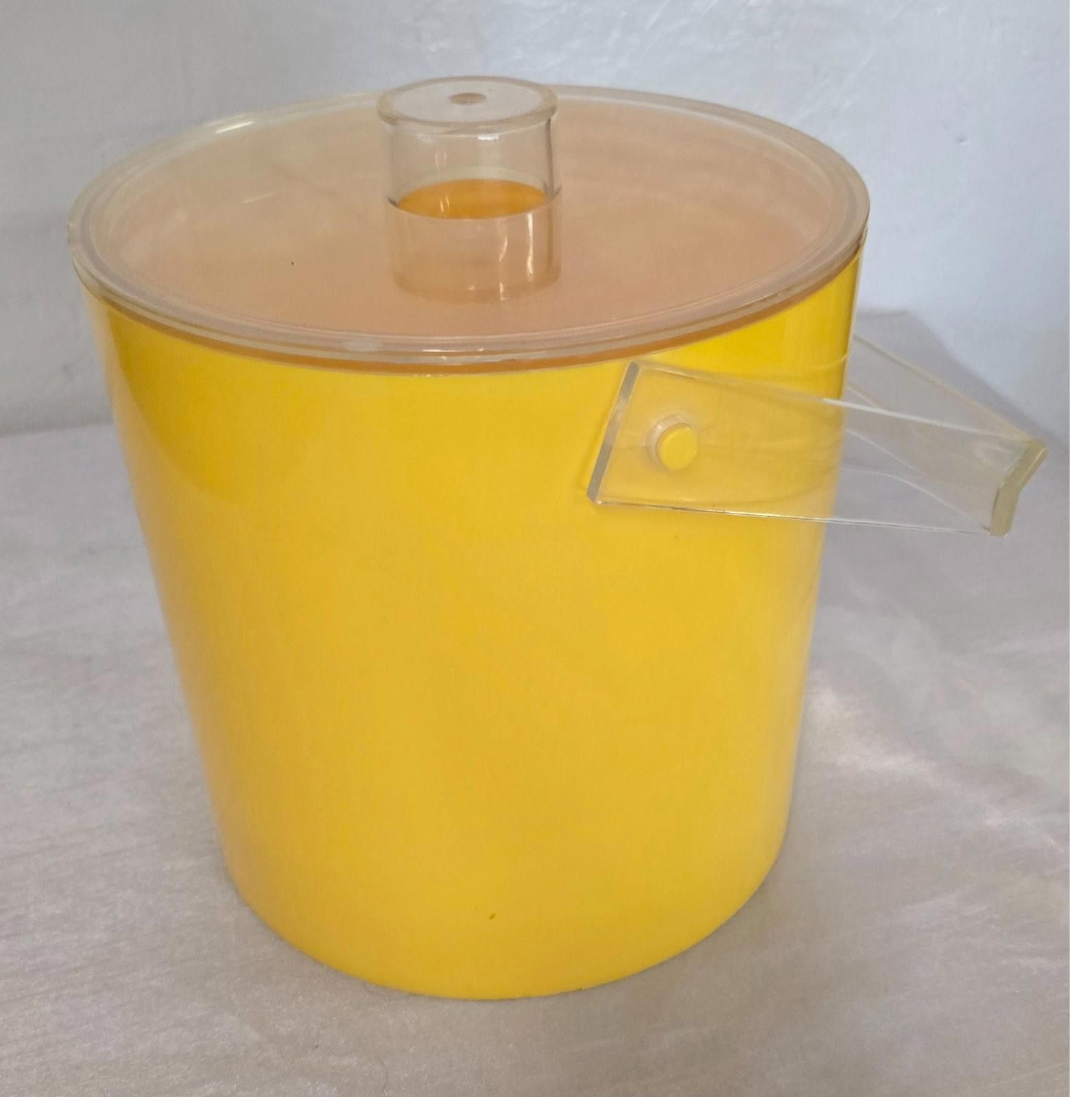 Designer VTG MCM 70s Yellow Bucket Brigade Ice Bucket w/ Lid Retro Size ONE SIZE - 4 Thumbnail