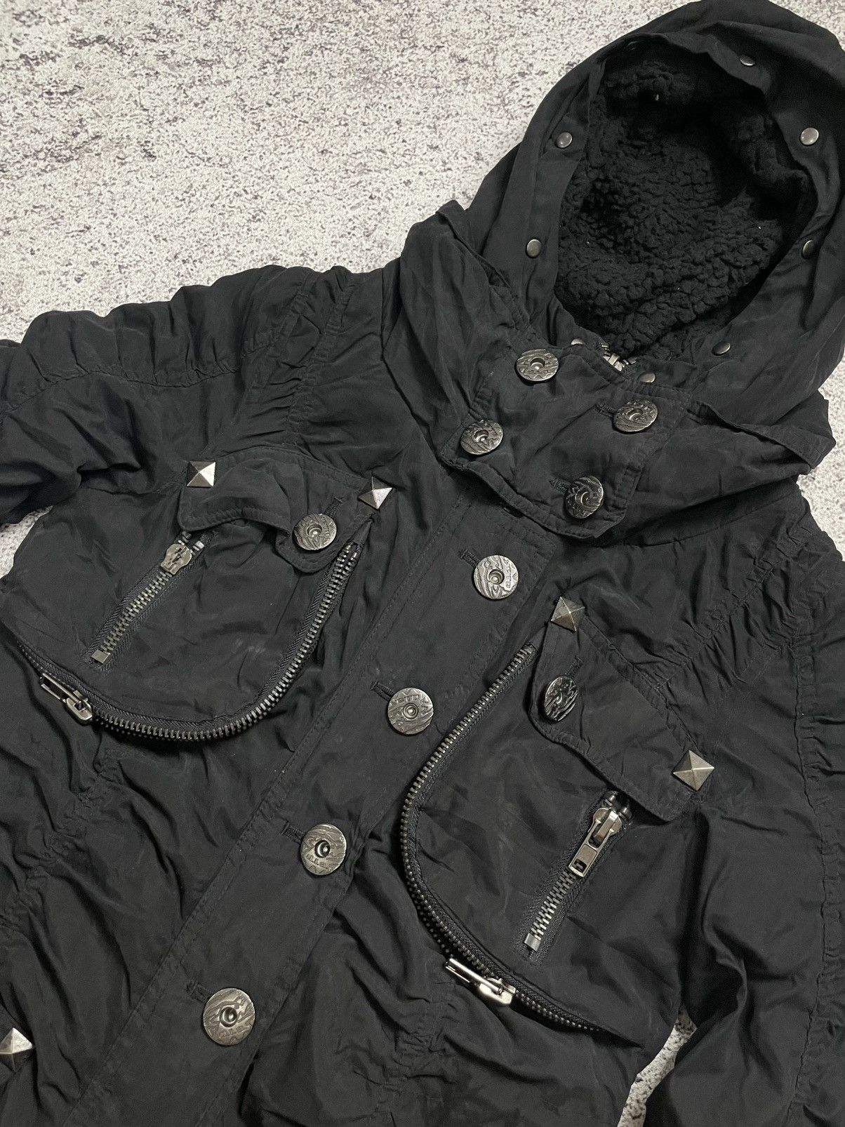 Japanese Brand 2000s D.I.A - Vkei Crumpled Jacket Napoleon Hodded Jacket Size US S / EU 44-46 / 1 - 2 Thumbnail