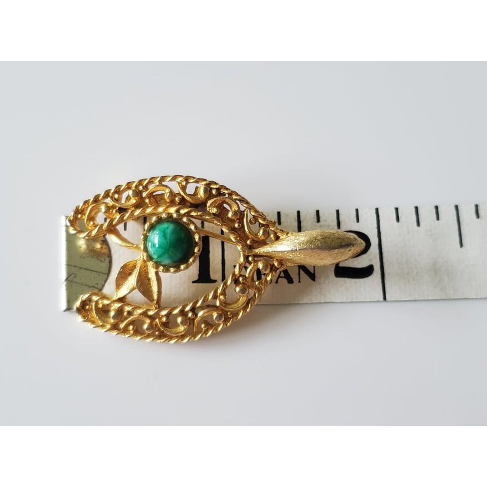 Other Vintage Green Stone Floral Horseshoe Brooch Pin Size ONE SIZE - 5 Thumbnail