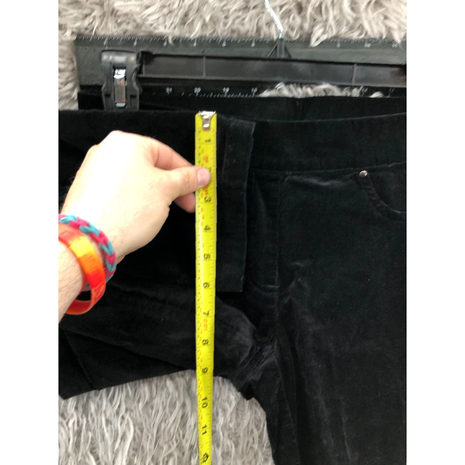 Vintage Rafaella Sport Comfort Pull On Pants Womens 4P Petite Black Straight Leg pants Mid Rise Dress Pants Knit Polyester Flat Front 28W Inseam 29in Size 27" / US 4 / IT 40 - 4 Thumbnail