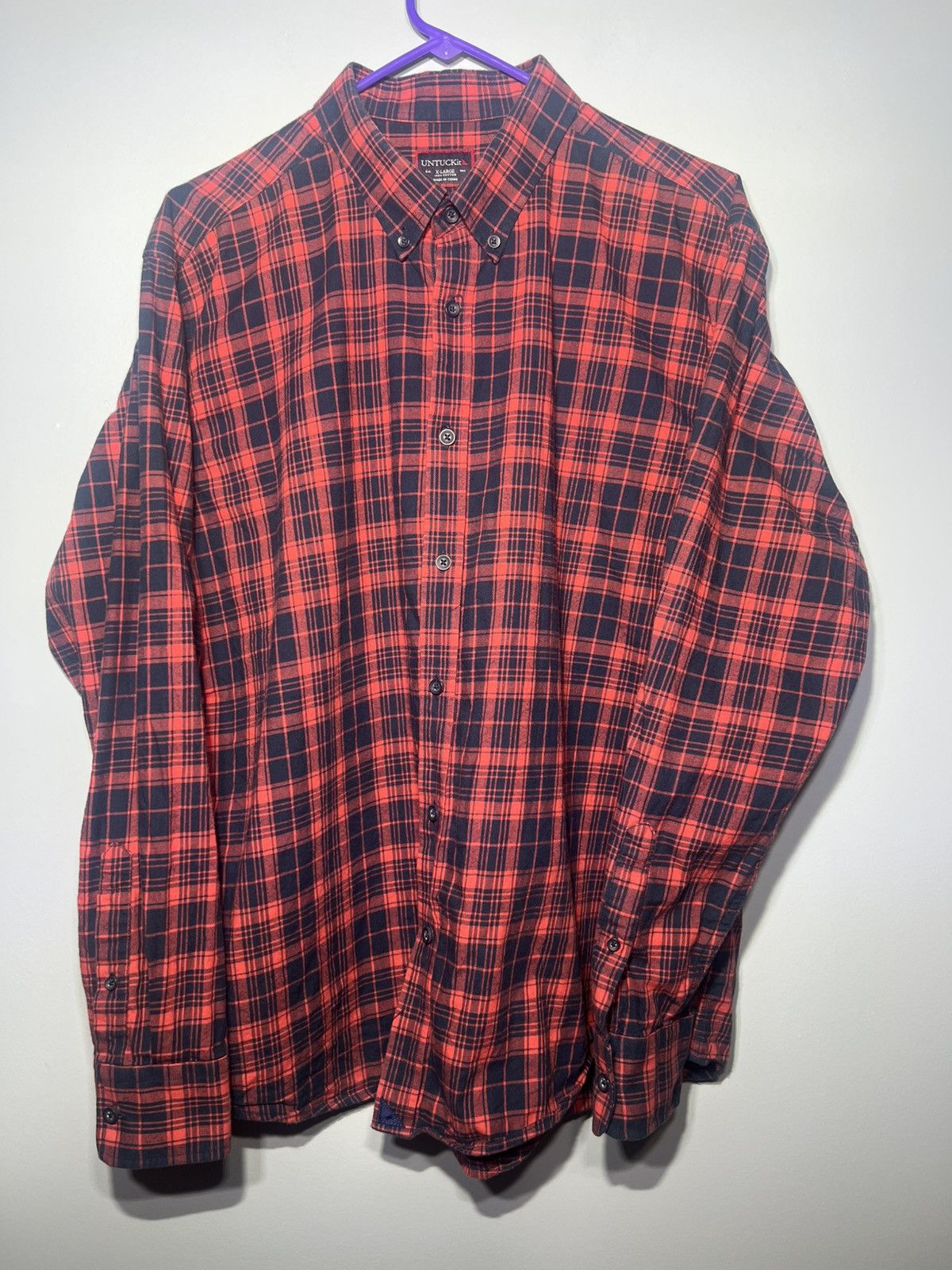 UNTUCKit UNTUCKit Shirt Mens XL Red Plaid Wrinkle Free Lumberjack Size US XL / EU 56 / 4 - 2 Thumbnail