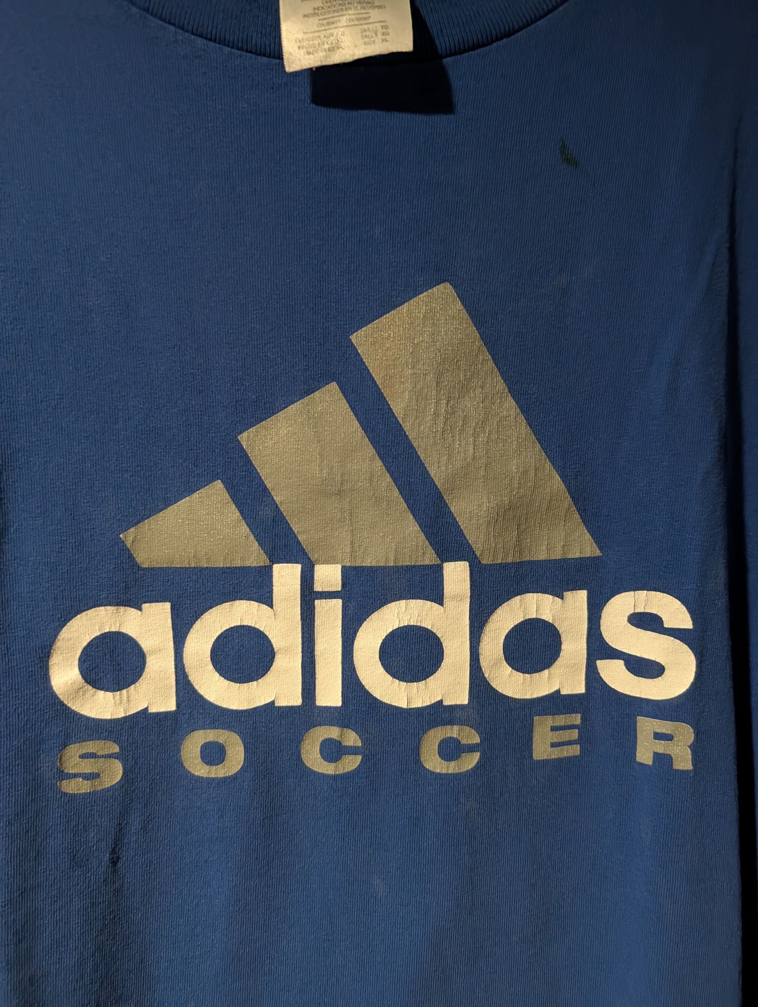 Adidas VTG 90s Adidas Soccer Big Logo T-Shirt Back Print Made USA Size US XL / EU 56 / 4 - 2 Thumbnail