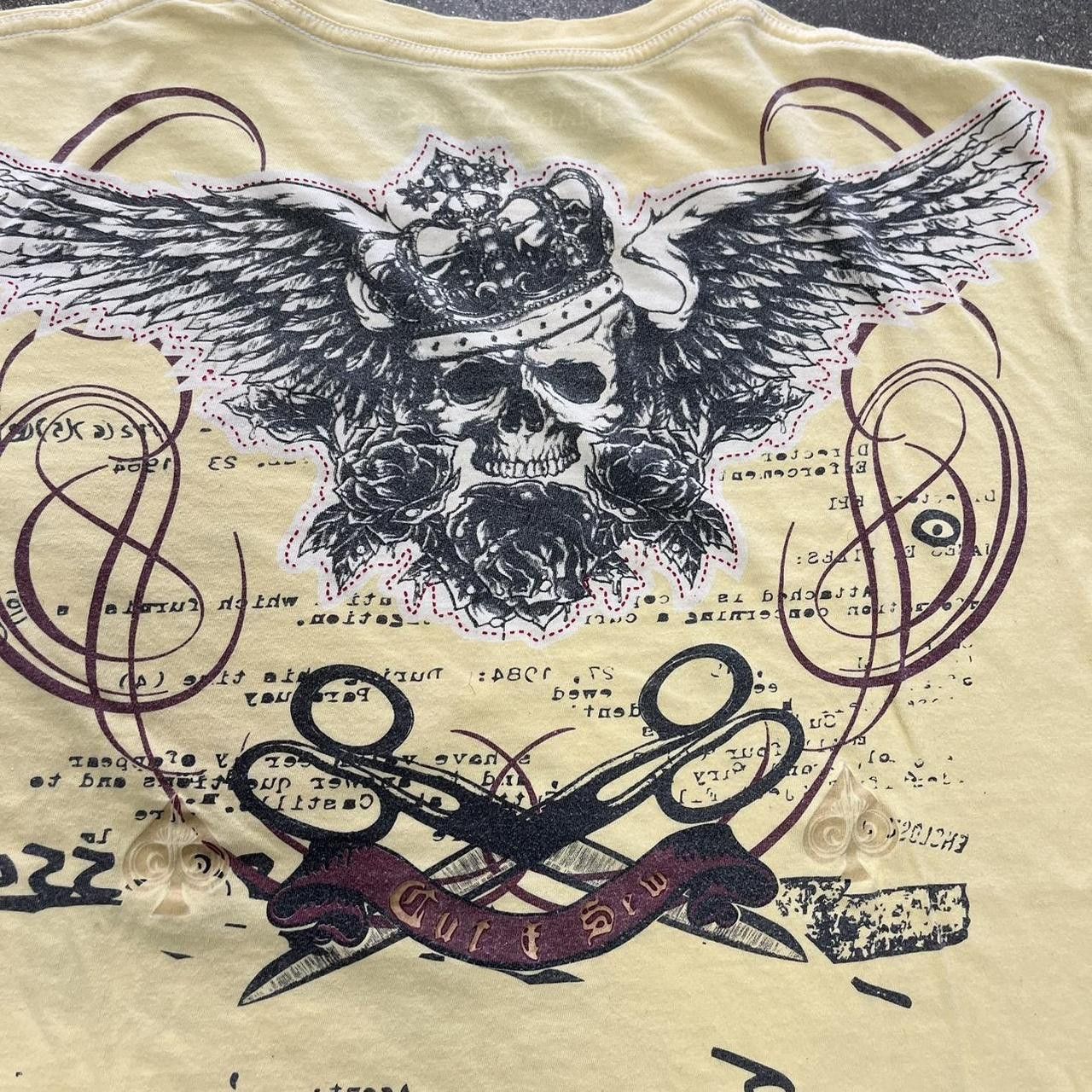 Ecko Unltd. Y2K Marc Ecko Cut & Sewn Winged Skull Yellow Graphic T shirt Size US XL / EU 56 / 4 - 6 Thumbnail