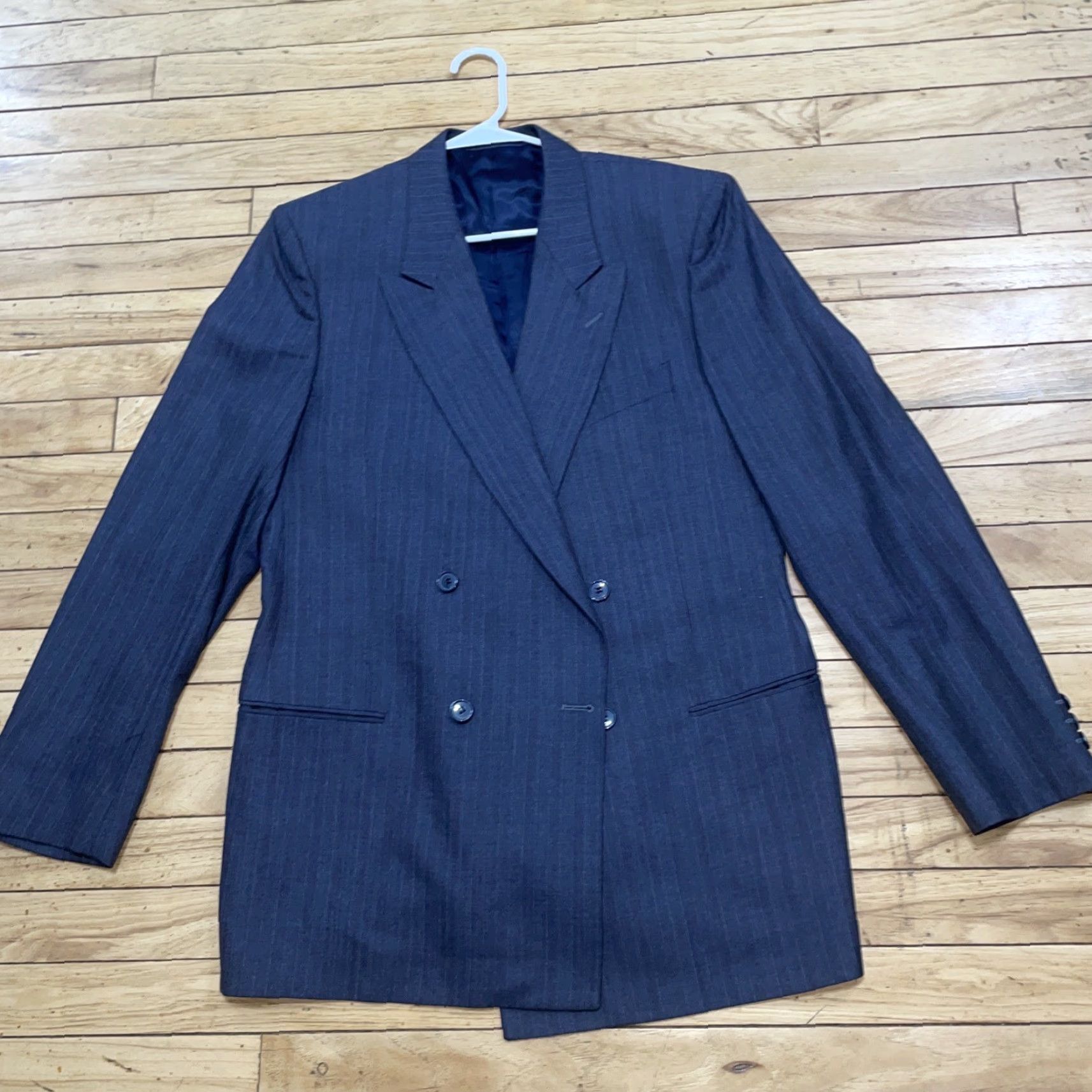 VINTAGE Giorgio Armani MANI Sport Coat Jacket Men 41R Wool Dark Gray Red Italy Blazer