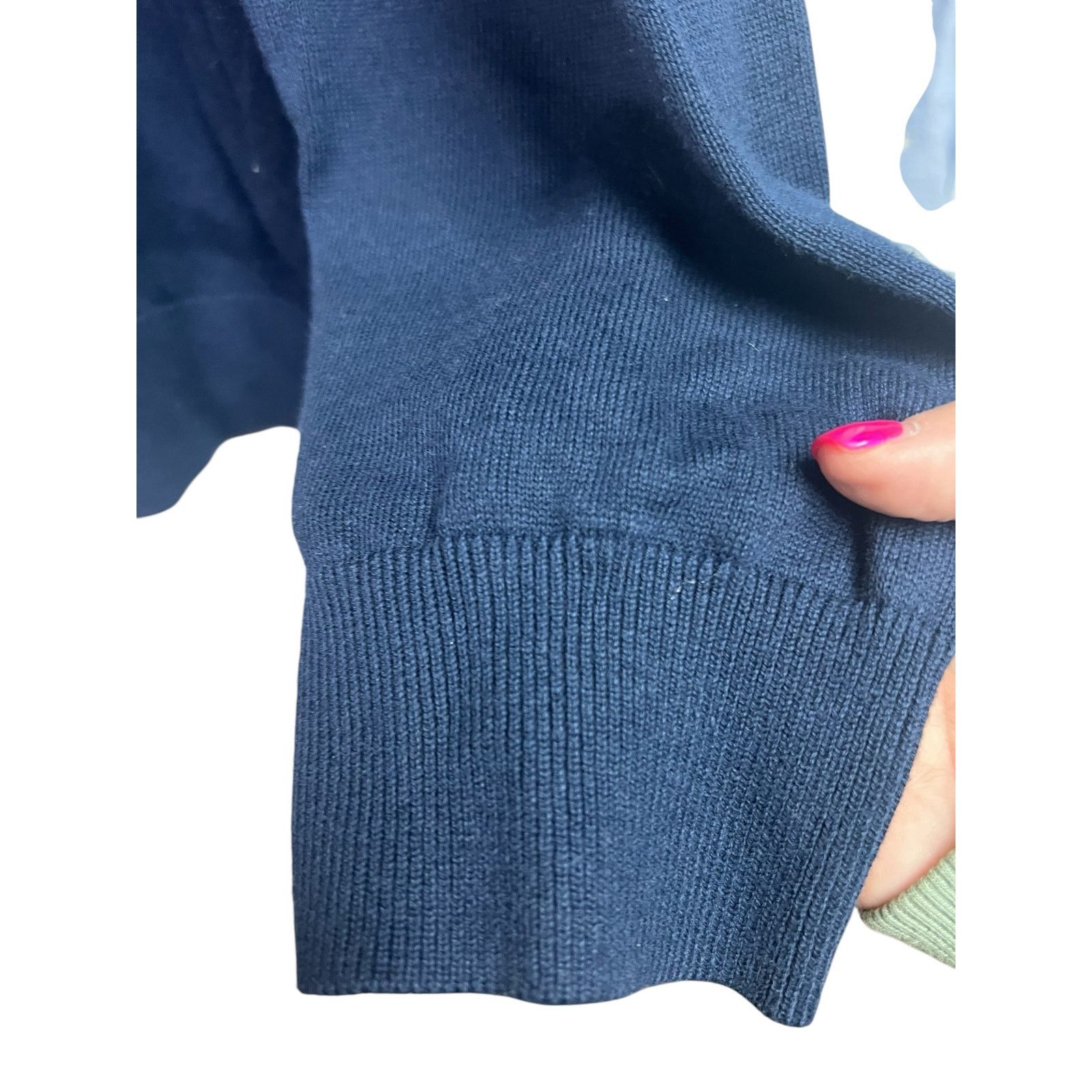 Izod Izod Navy Blue V-Neck Cotton Long Sleeve Sweater Men's Large Size US L / EU 52-54 / 3 - 8 Thumbnail