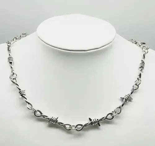 Moon Collective BarbWire Chrome Necklace Spike Post Barb Wire Punk Chain Size ONE SIZE - 3 Thumbnail