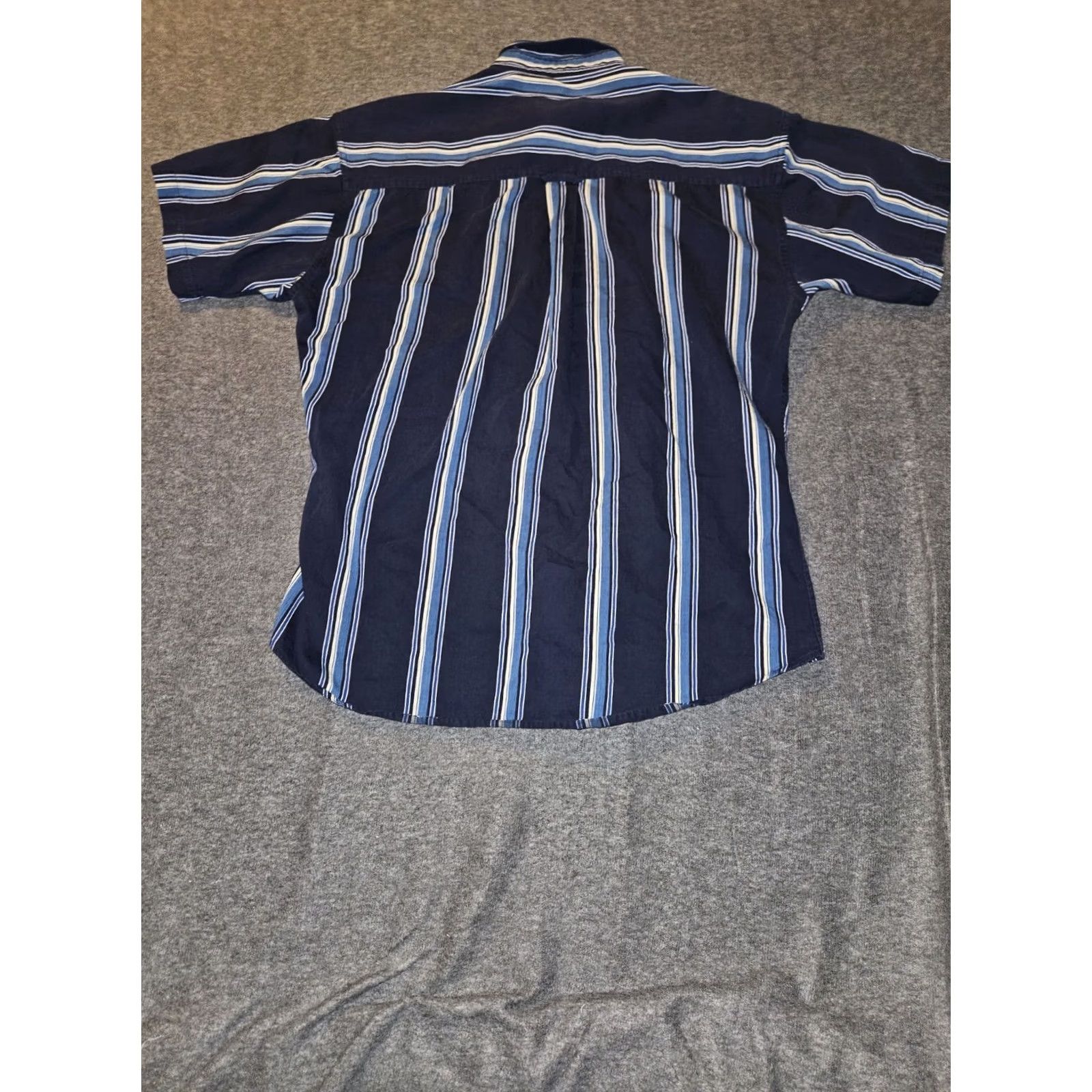 Ralph Lauren VINTAGE Chaps Ralph Lauren Button-Down Shirt Men Large Short Sleeve 90s Y2K Blue Striped Cotton Casual Embroidered Pocket Mens Size US L / EU 52-54 / 3 - 6 Thumbnail