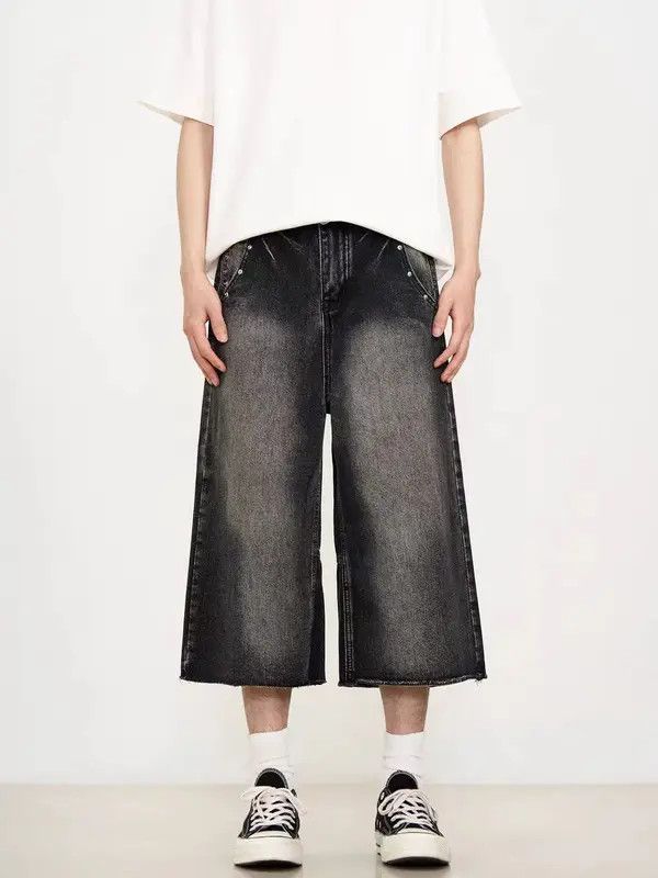 Japanese Brand VIBE baggy washed retro studded denim shorts Size US 32 / EU 48 - 6 Thumbnail