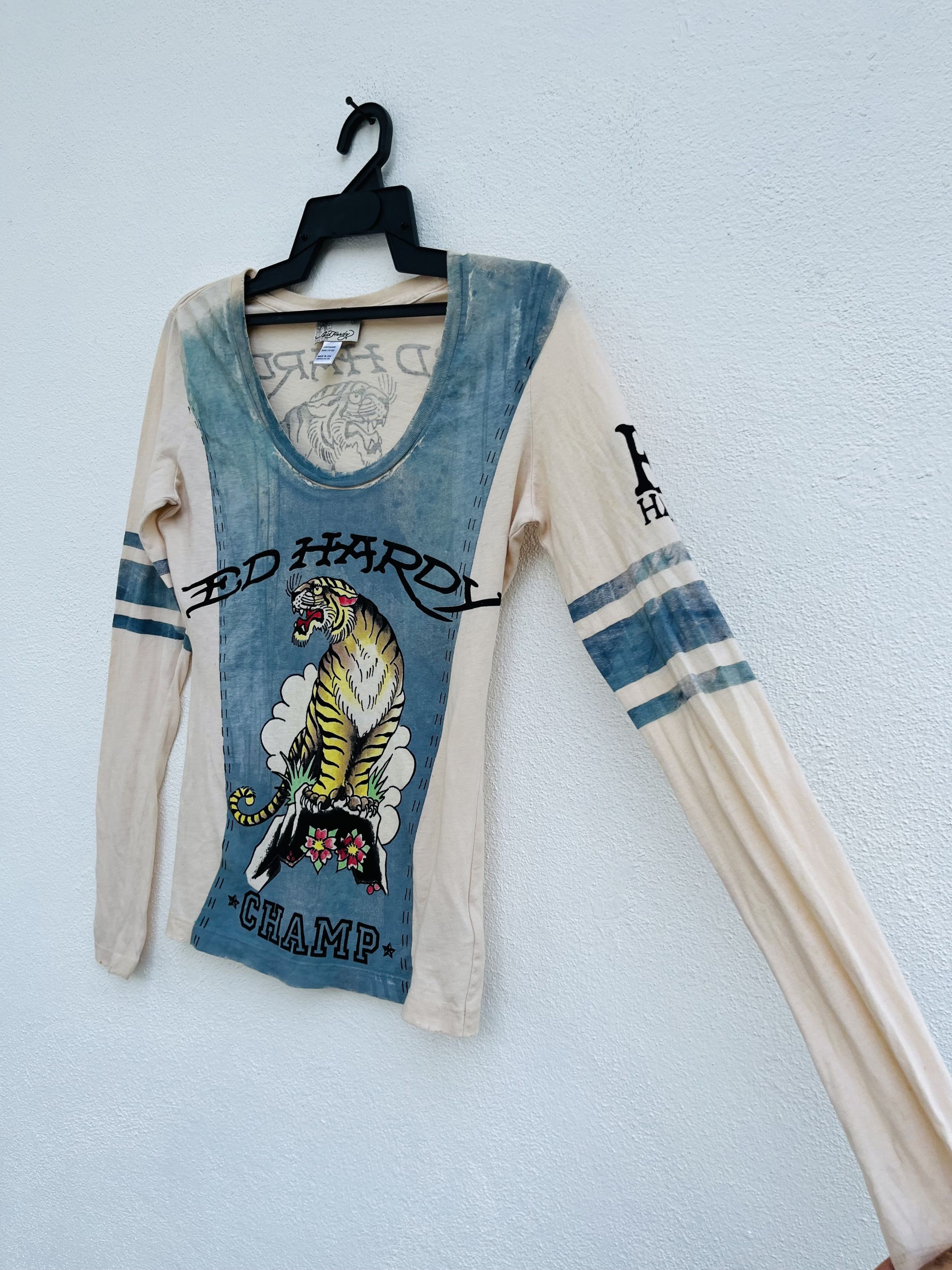 Ed Hardy × Japanese Brand Vintage Ed Hardy Champ Angry Tiger Long Sleeve Size S / US 4 / IT 40 - 6 Thumbnail