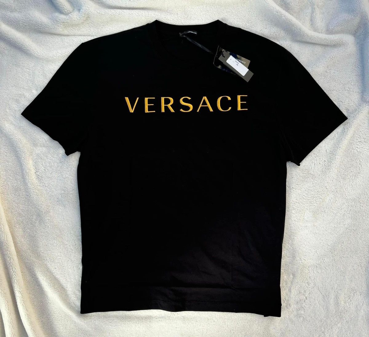 Versace Gold/Black Spellout Tee Shirt