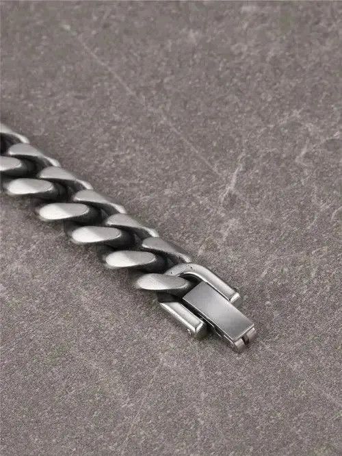 Jewelry Retro Vintage Stainless Steel Bracelet Cuban Link Minimal Size ONE SIZE - 8 Thumbnail