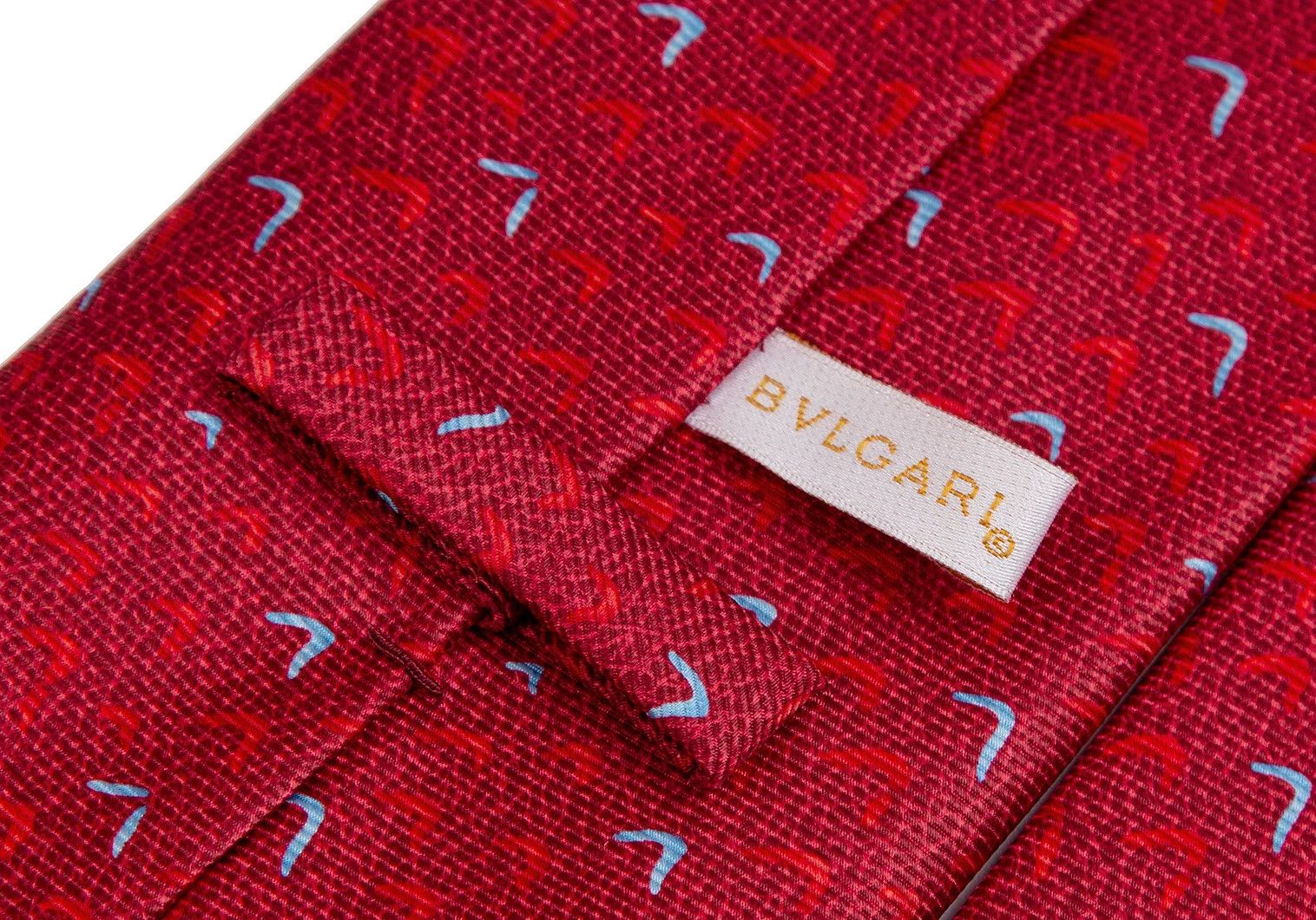 Bvlgari Silk U-Shape Pattern Tie in Red Size ONE SIZE - 8 Thumbnail
