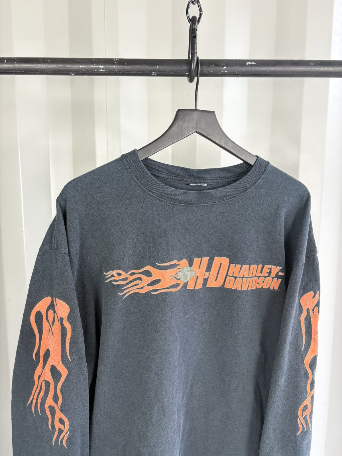 Harley Davidson Flame Sleeve Sun Faded Shirt Distressed Erd grunge WCC Size US XL / EU 56 / 4 - 3 Thumbnail