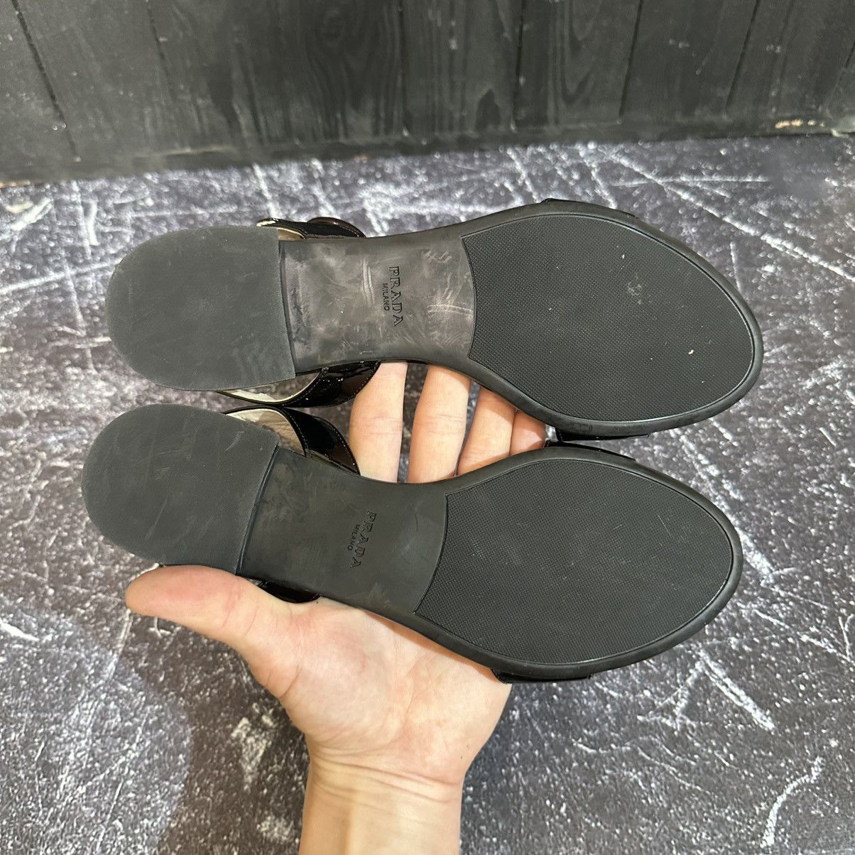 Prada PRADA Black women’s Patent Leather Sandals Size 37 Size US 7 / IT 37 - 11 Thumbnail