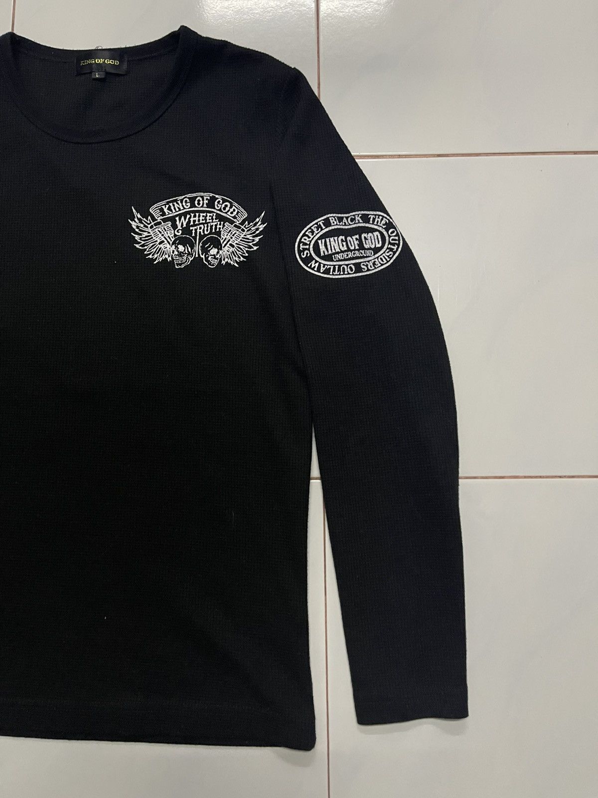 If Six Was Nine × Japanese Brand 2000s KING OF GOD CUSTOM DESIGN MOTORCYCLE SKULL TSHIRT Size US S / EU 44-46 / 1 - 4 Thumbnail