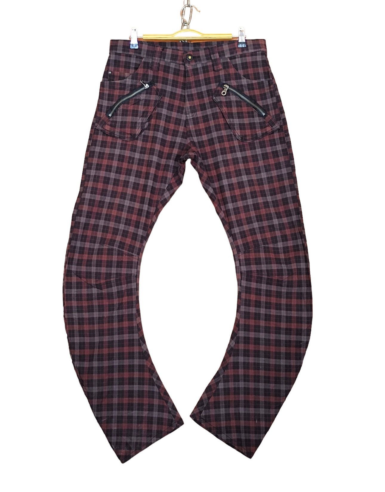 image of Le Grande Bleu L G B x Ppfm Plaid Checkered J-Curve Denim Pants, Men's (Size 32)