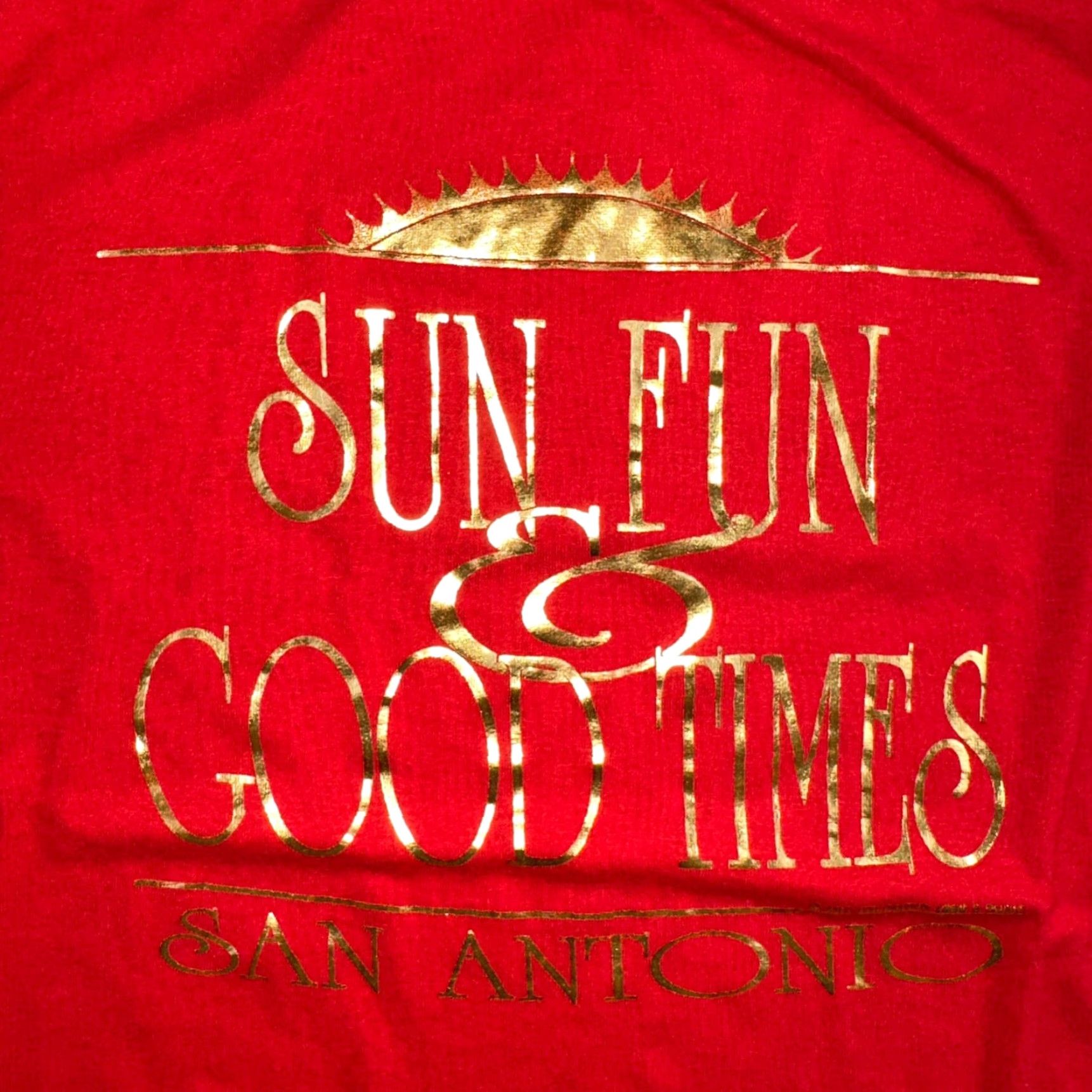 Vintage VINTAGE Stedman T-Shirt Sun Fun Good Times 80s 70s 90s San Antonio Texas Red XL Men Crew Neck Short Sleeve Single Stitch Graphic Print Size US XL / EU 56 / 4 - 2 Thumbnail