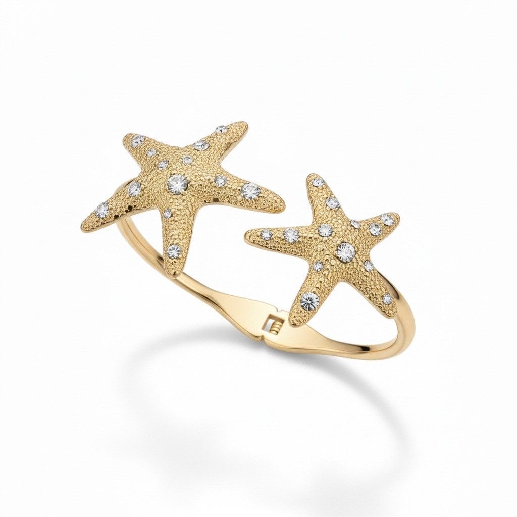 Other And Now This Gold Starfish Cuff Bracelet CZ Size ONE SIZE - 2 Thumbnail