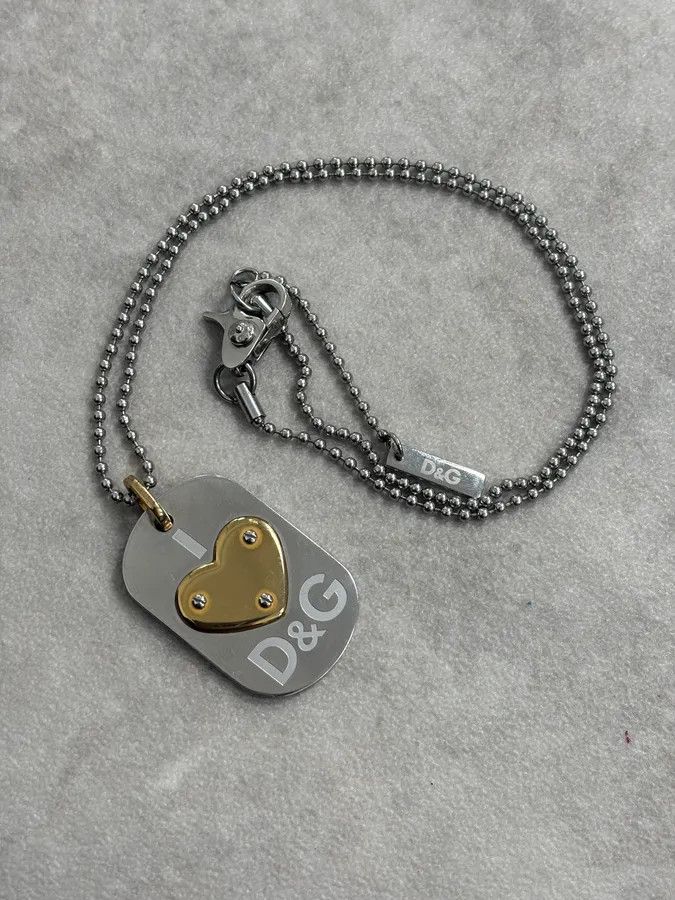 Dolce & Gabbana Dolce & Gabbana Guilded Heart Dog Tag Necklace Size ONE SIZE - 4 Thumbnail