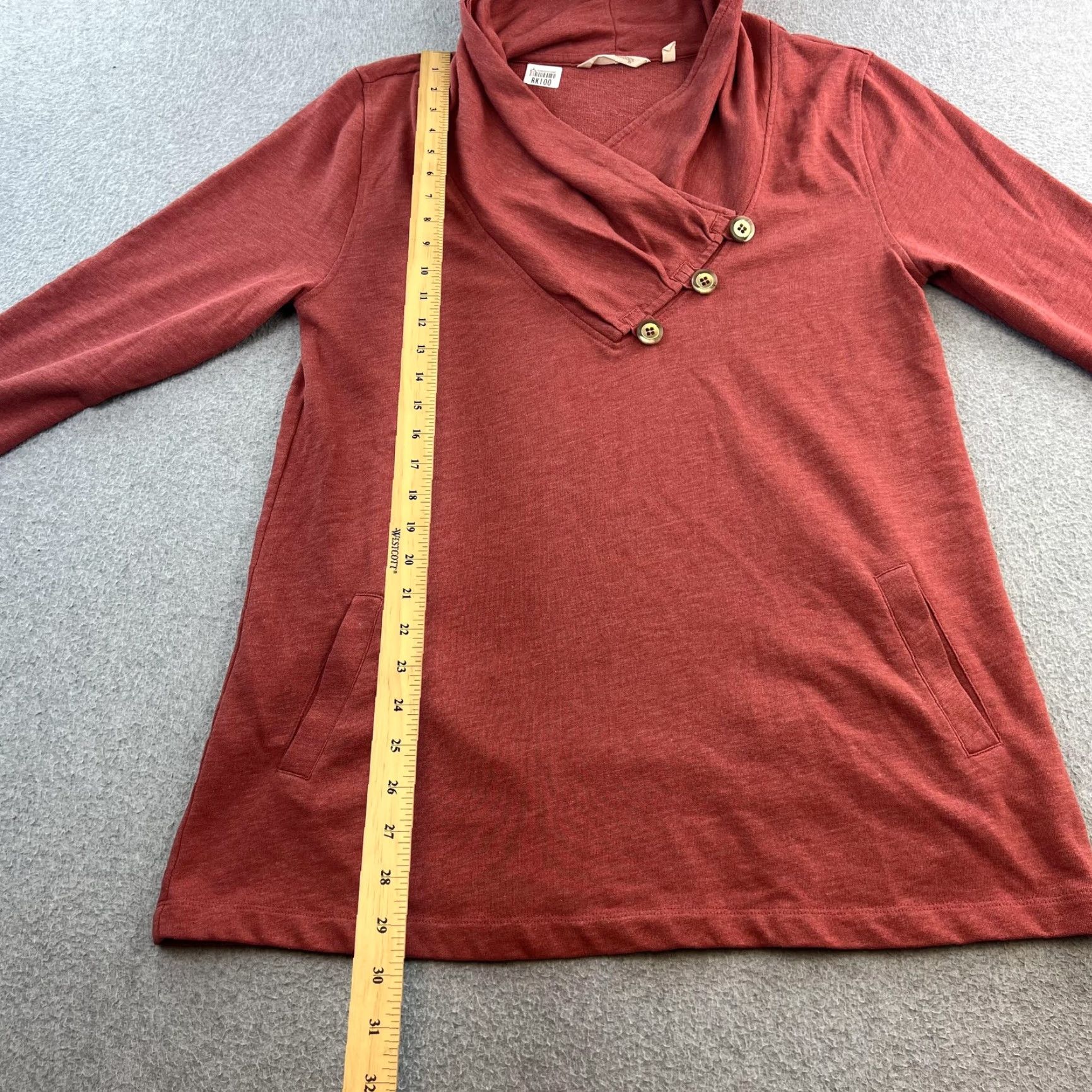 Soft Surroundings Soft Surroundings Sweater Womens Medium Red Button Collar Pullover Long Pocketed Size M / US 6-8 / IT 42-44 - 3 Thumbnail