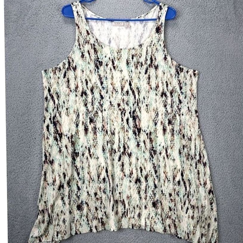 Vintage LOGO by Lori Goldstein Tank Top Shirt Womens 1X Plus Green Snake Print Blouse NEW Size XL / US 12-14 / IT 48-50 - 2 Thumbnail
