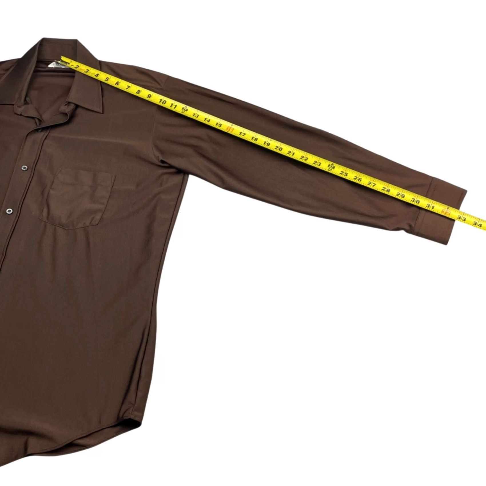 Vintage VINTAGE Qiana Dress Shirt Men’s Brown 100% Nylon Tailored Knit USA 16 Size 42R - 5 Thumbnail