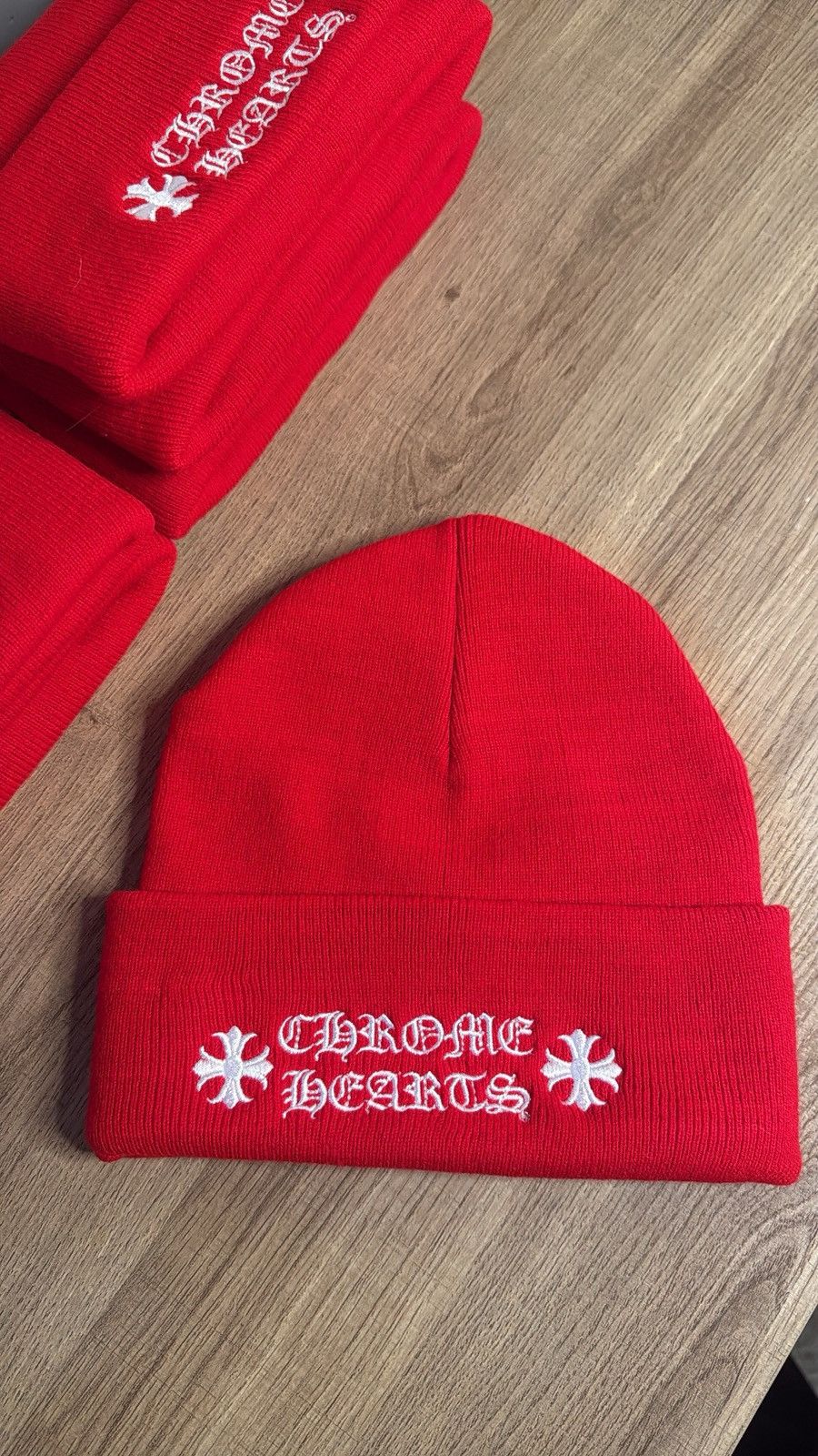 Chrome Hearts Chrome Hearts Red Beanie Size ONE SIZE - 1 Thumbnail