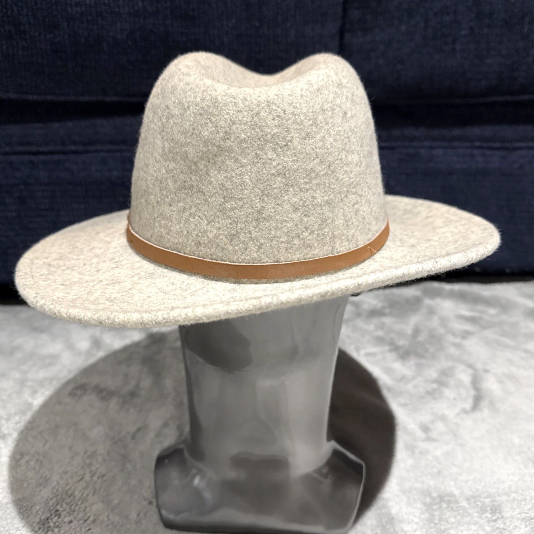 Vintage Will + Bear Hat Mens Fedora Wool Brim Wide Brim Gray Outdoor Travel Hike Western Medium M Felt Wool Fedora Mens Size ONE SIZE - 4 Thumbnail