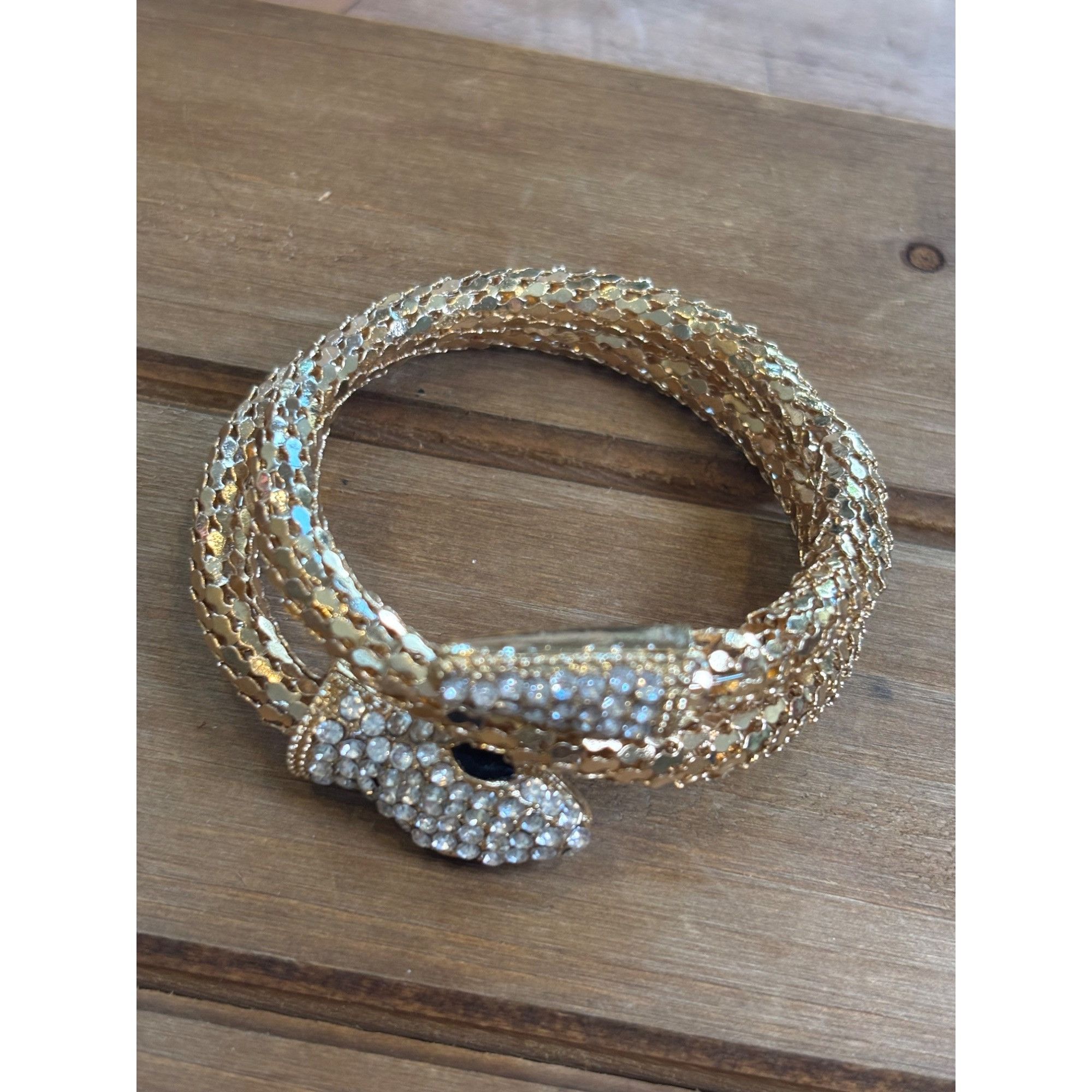 Other Gold Snake-Style Rhinestone Wrap Bracelet Size ONE SIZE - 7 Thumbnail