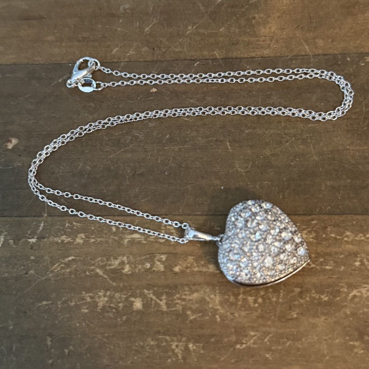 Other Sterling silver pave heart locket pendant necklace Size ONE SIZE - 3 Thumbnail